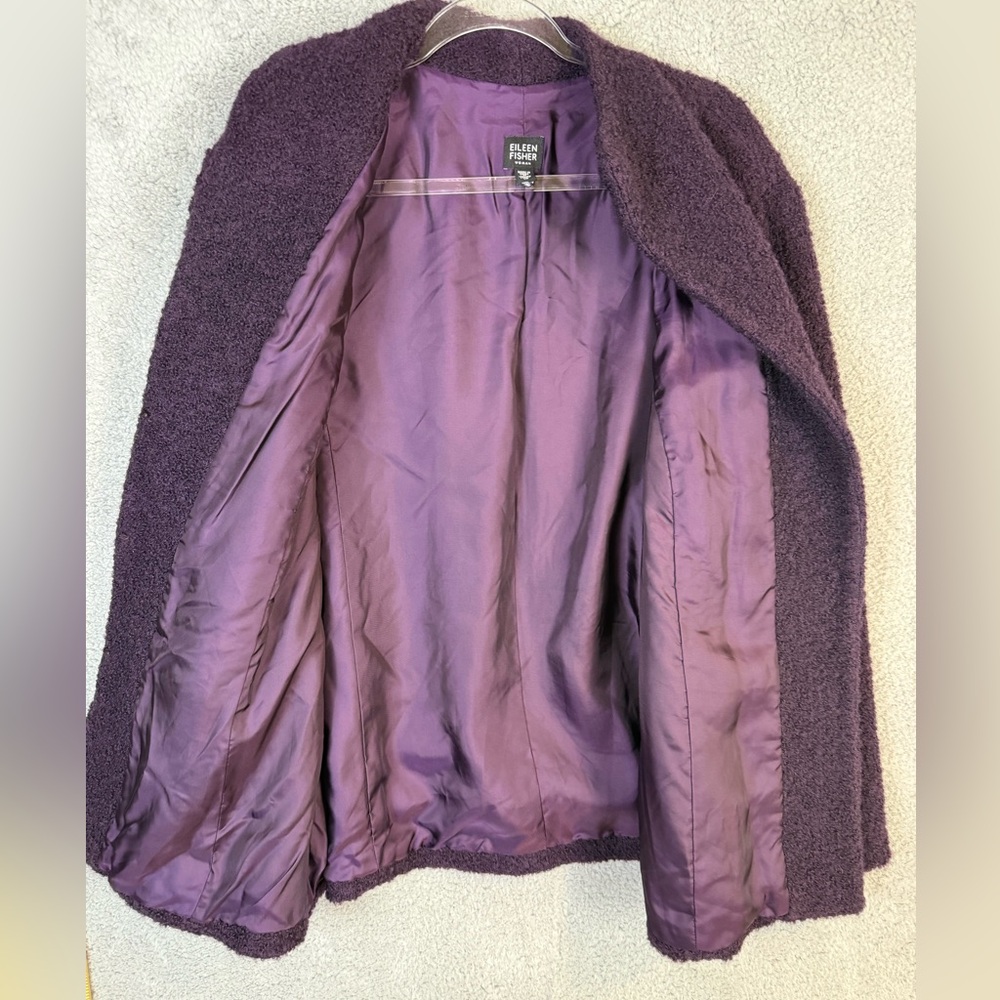 Eileen Fisher Purple Teddy Jacket with Stand-Up Collar - Picture 8 of 9
